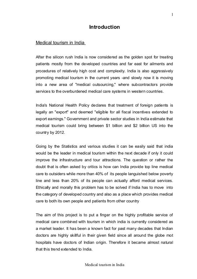 thesis on medical tourism in india